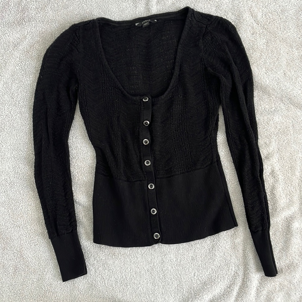 Guess button down crochet sweater